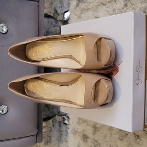 Nude Jessica Simpson wedges.